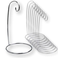 Ornament Stands - Set of 8 Silver Christmas Holders - Chrome Finished Metal 1...