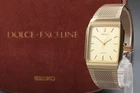 Vintage 1991 [MINT w/BOX] SEIKO Dolce 9531-5160 Gold Dial Tank Quartz Men Watch