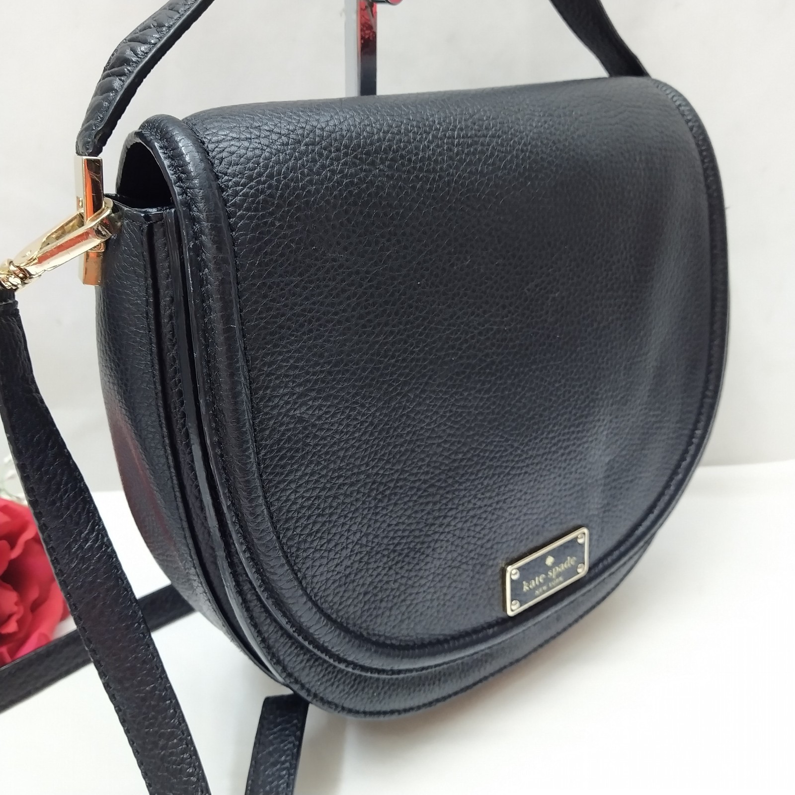 Kate Spade New York Black Leather Flap Closure Top Handle Crossbody Bag thumbnail 11