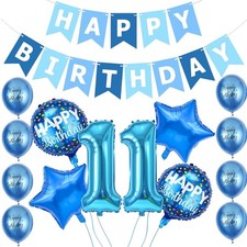 Junge 11. Geburtstag Deko Blau Alter 11 Happy...