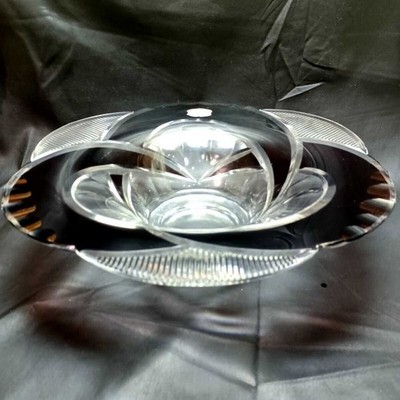 Val Saint Lambert große Kristallschale 14,8 Zoll (37,5 cm) geschliffenes Glas...