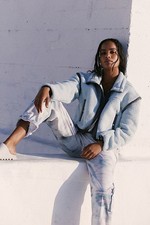 NWOT Free People Movement Courtside Fleece Sherpa Oversized Jacket Baby Blue XS