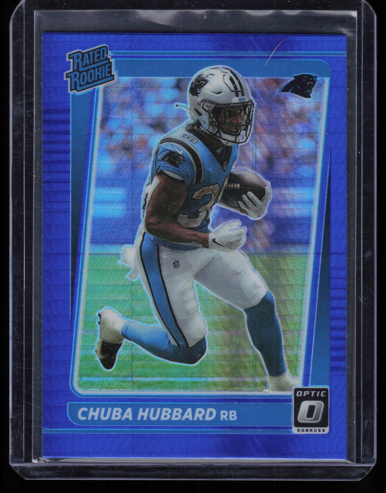 2021 Donruss Optic #225 Chuba Hubbard Blue Hyper