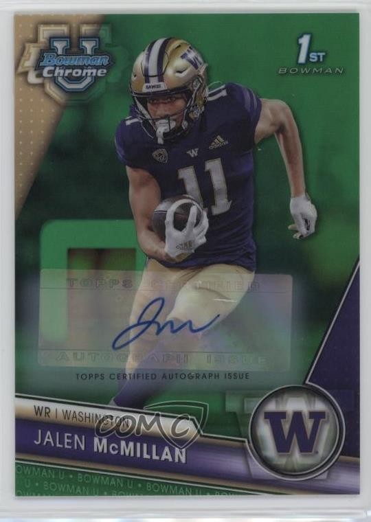 2023 Bowman U Chrome Prospect Green Refractor 67/99 Jalen McMillan Auto 18t1