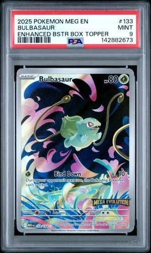 2025 POKEMON MEG EN-MEGA EVOLUTION ENHANCED BOOSTER BOX TOPPER BULBASAUR PSA 9