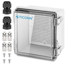 Waterproof Electrical Junction Box IP67 ABS Plastic Enclosure with Hinged Cov...