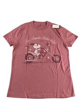Snoopy Peanuts Shirt Youth 11/12 Pink Abercrombie Kids Biker Graphic Tee