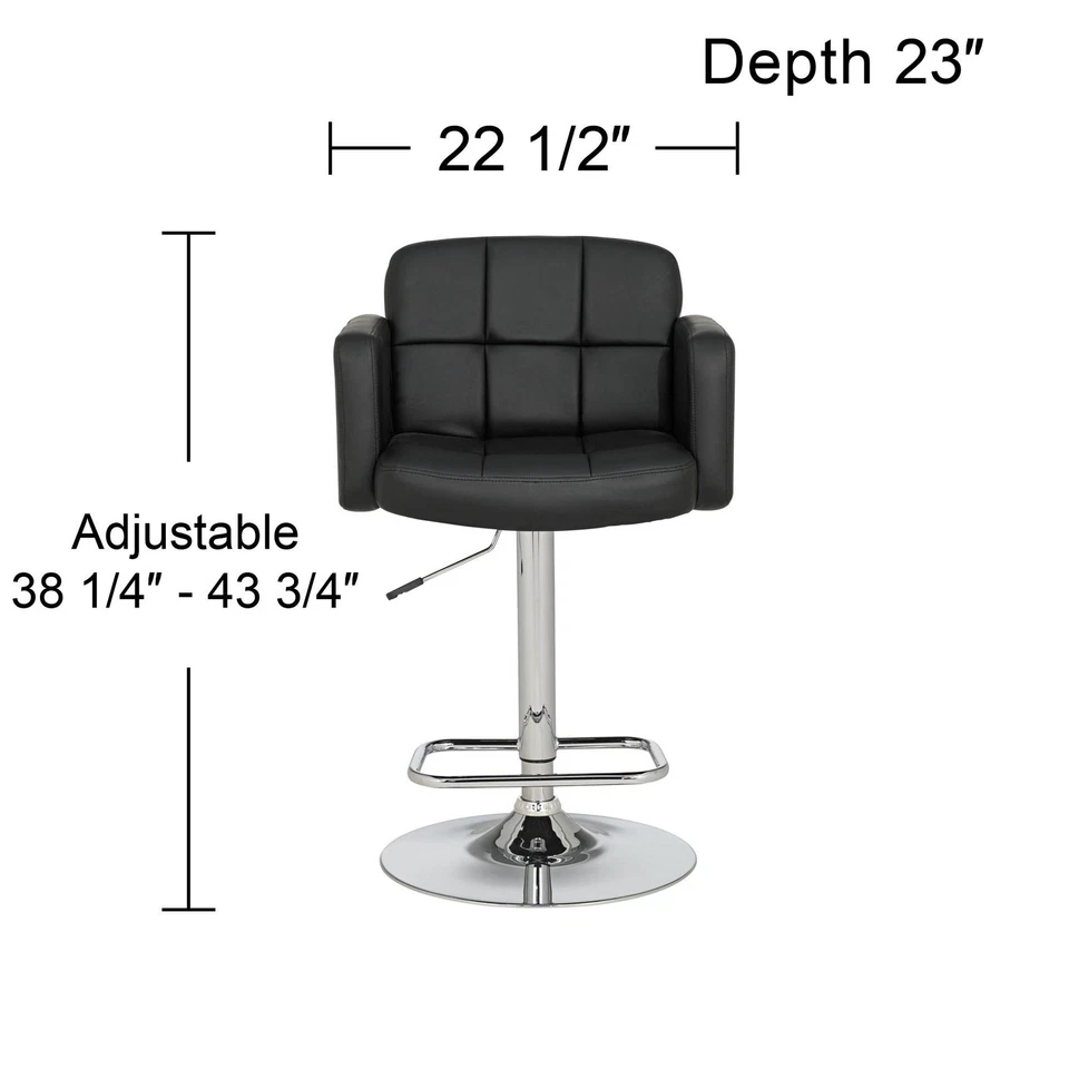 Trek Chrome Swivel Bar Stool 32 3/4" High Black Cushion Kitchen Counter Island - Image 4 of 4