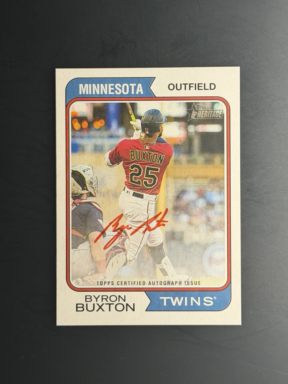 2023 Topps Heritage Byron Buxton Real One Auto Red Ink /74