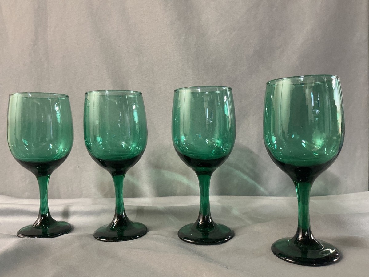Vintage Set of 4 Libbey Juniper Green Wine Glasses Water Goblets 7.25 x 3  | eBay
