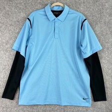 Nike Golf Dri Fit Polo Shirt Men Large Long Sleeve Lined Layered 386608