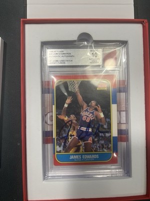 1986-87 Fleer - James Edwards #29 Auto with collection case
