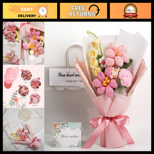 Handmade Crochet Flower Bouquet - Knitted Tulip Faux Flowers for Home Decor, Gif