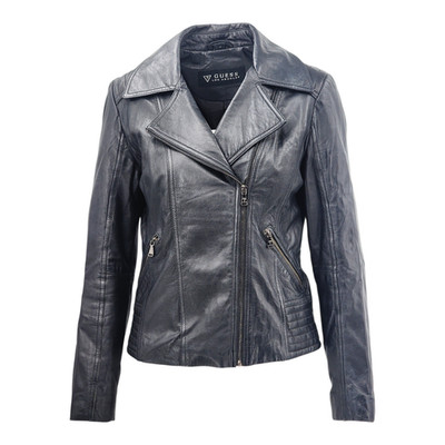 Guess Los Angeles Damen Echtleder Bikerjacke UK Größe M