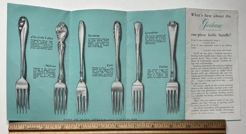 1950 GORHAM STERLING SILVER 16 PATTERN FORKS ILLUSTRATED AD BROCHURE CLARKSVILLE