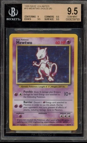 Pokemon Mewtwo Base Set Unlimited Holo Rare #10 BGS 9.5