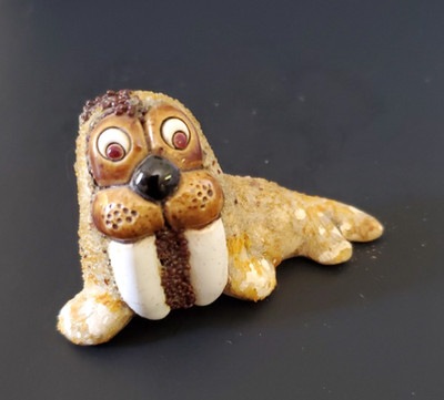 Artesania Rinconada Walrus Pottery Figure Uruguay Signed Animal Figure 