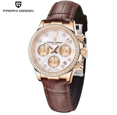 Pagani Design PD-1730   Luxus Chronograph Uhr 36mm Quarz Lederarmband Saphirglas