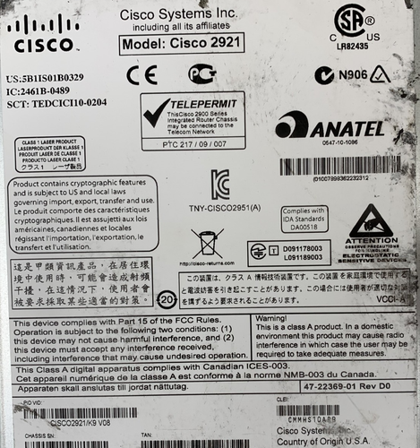 Cisco Series 2900 2921 Gigabit Wired Router (CISCO2921/K9) - Picture 5 of 5