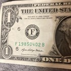 One dollar bill birthday Note fancy serial number April 2, 1985. Number 19850402 — photo 1