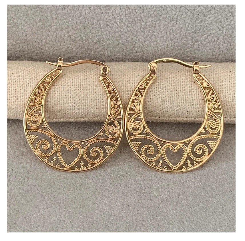 Créoles ajourées orientales en plaqué or 18k, l'élégance du style savoyard pour femme