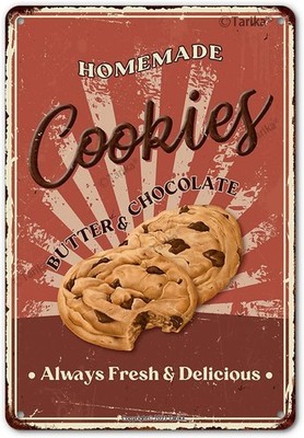 Tarika Homemade Cookies Tin Metal Signs Home Décor 8x12,Butter Cookie and Choco