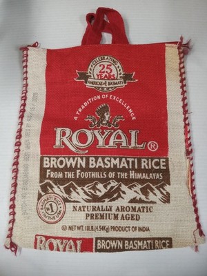 Royal Basmati Rice Burlap Grocery Bag Sack from the Himalayas Lot Of 7