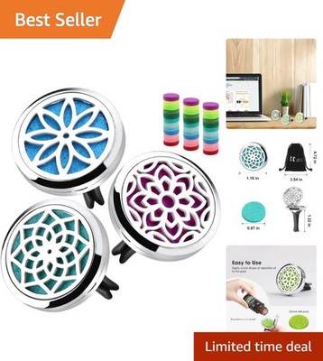 Chic 30mm Car Diffuser with 36 Colorful Pads - Versatile Aromatherapy Solution