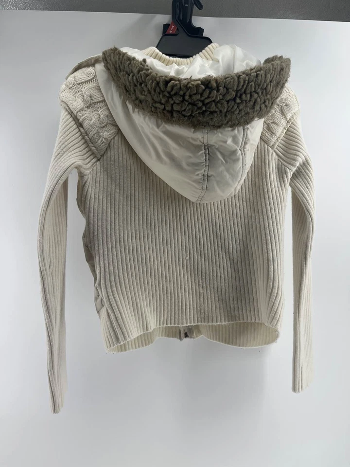 Women's M Puffer Vest Sweater Knit Sleeve Hooded Full Zip - Image 3 of 3