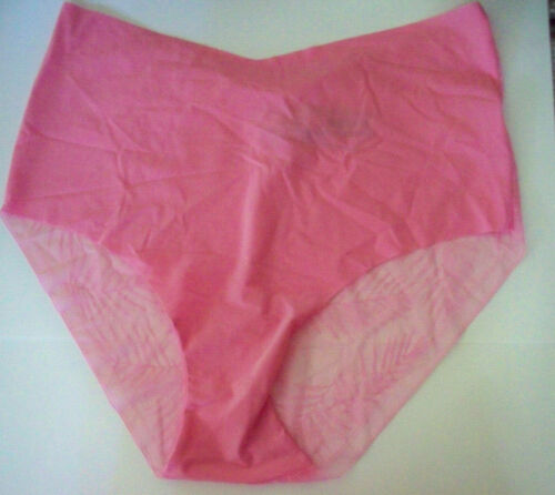 XL Pink NO SHOW Victorias Secret Palm Mesh Back Lace High Waist Brief Pantie - Picture 2 of 9