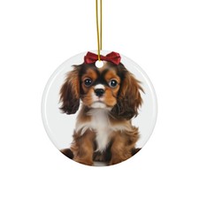 English Toy Spaniel Puppy - Ceramic Christmas Ornament - Printed in USA