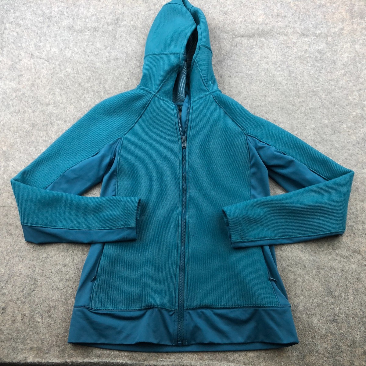 Under Armour Jacket Womens Medium Blue Zip Running Hood Mesh