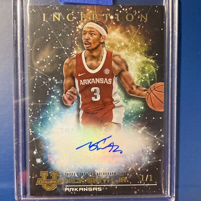 2023 Topps Bowman University Inception Nick Smith Jr 1/1 Auto  Black Rookie RC