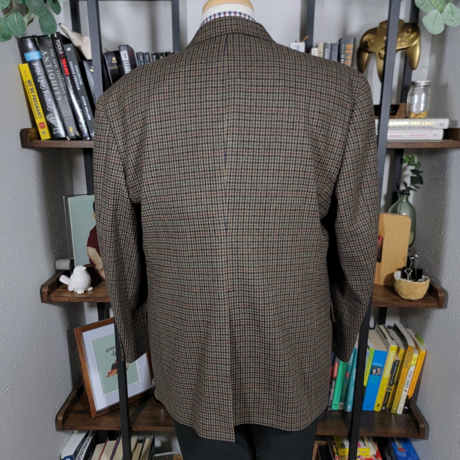 VTG Tommy Hilfiger Tweed Sport Coat Blazer Three Button Houndstooth Wool Sz 44R thumbnail 12