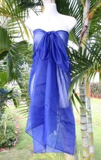 Sheer Sarong Navy Dark Blue Beach Coverup Hawaii Pareo Bikini Wrap Skirt Dress