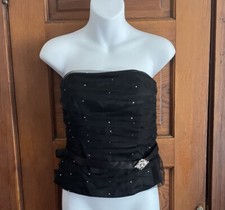 Ladies Scott McClintock Black Corset W Rhinestones N Ruching Size 10 Fully Lined