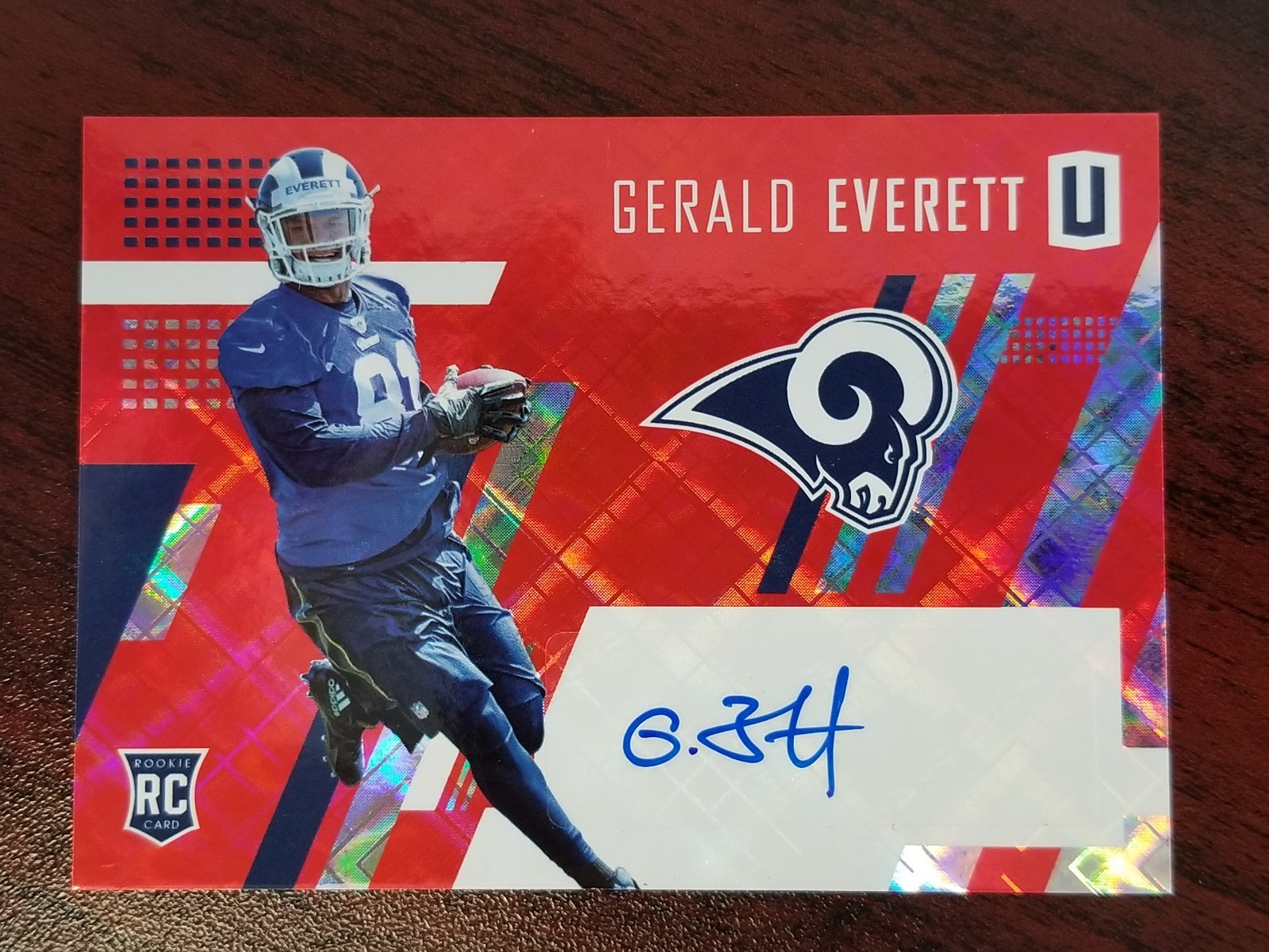 2017 Unparalleled Rookie Auto Red #220 Gerald Everett LA Rams TE #'d 3/15