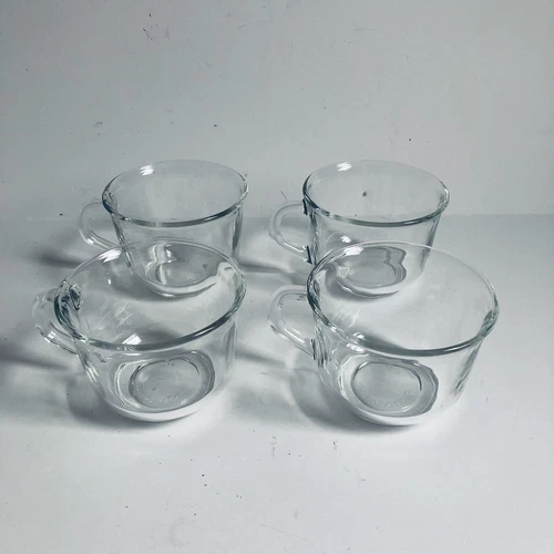 Set of  4 Vintage Arcoroc France Classique Clear Glass Coffee Cups