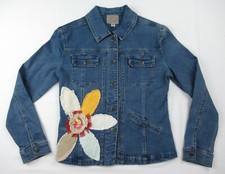Lost Petal Linens Women's Flower Denim Jacket Size M