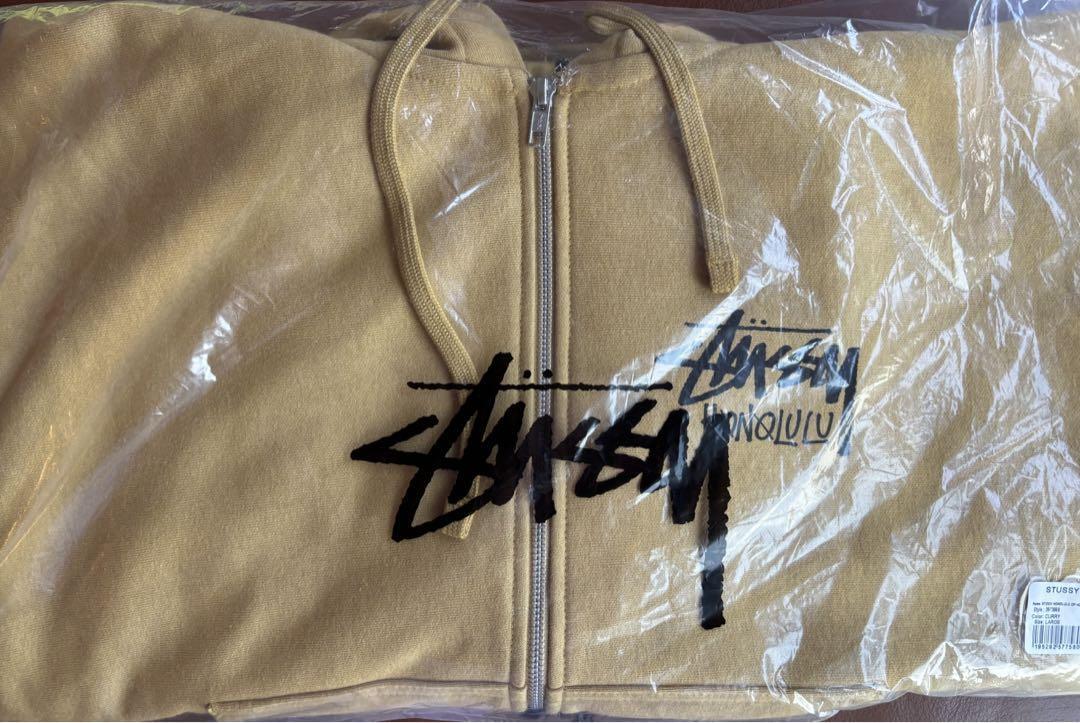 新品　Lサイズ　カリー　STUSSY ハワイ ホノルル限定 パーカー 裏起毛 Stussy Honolulu限定ジップアップパーカー