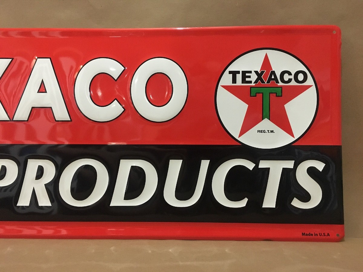 Texaco Marine Products Motor Oil Gas Garage Metal Tin Gasoline