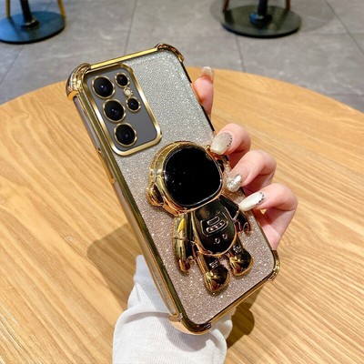 Cartoon Astronaut Holder Case ShockProof Cover Glitter Bracket For Various Phone