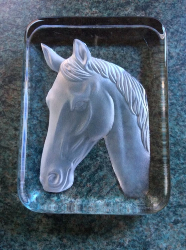 Daum of France, Signed Paperweight Of A Horse Head, Stunning!