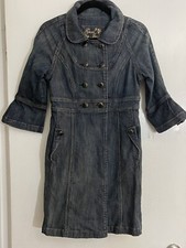 GUESS JEANS Blue Denim Flattering Dress / Coat Buttons Pleated Sleeves Pockets M