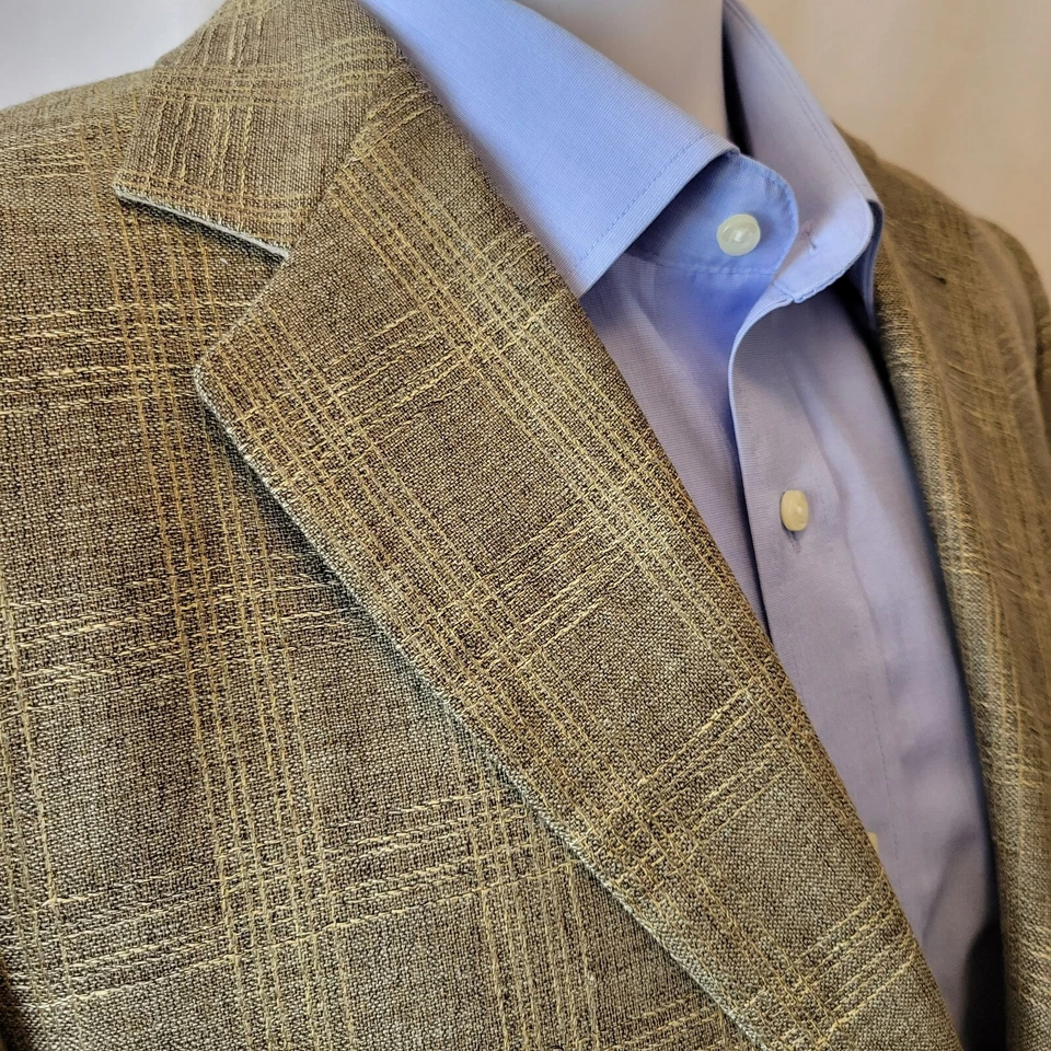 Lubiam Abrigo Deportivo Hombre 43L Oro 73% Lino 27% Lana Ferla Italia Taupe Beige Foto 4 de 4