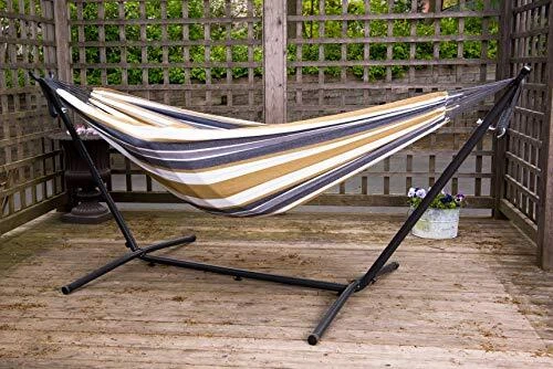  Double Hammock with Space Saving Steel Stand, Upgraded Desert Moon Cotton - Image 3 of 4
