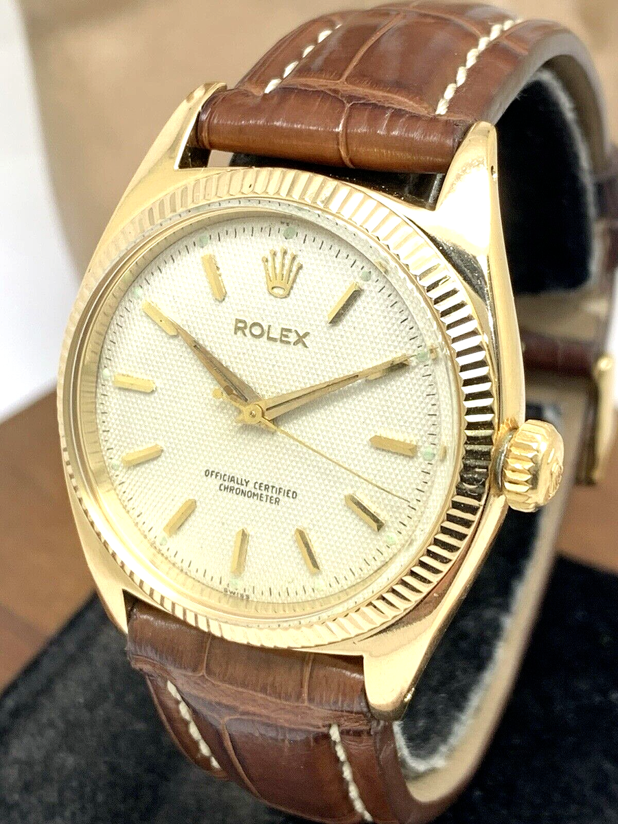 Rolex Men's Watch 6502 Vintage 1950s Swiss Automatic 18k Gold