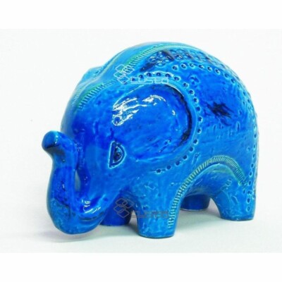 Flavia Bitossi Blue Elephant Pottery Interior Geometrical Pattern Collection