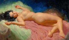 EARL MORAN Pin-up Art Poster or Canvas Print SEXY RECLINING GIRL #EM74