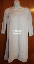 MERONA Ladies' Medium SHIRT DRESS (beige w/ 3/4 sleeves & slip; 34" long) EUC